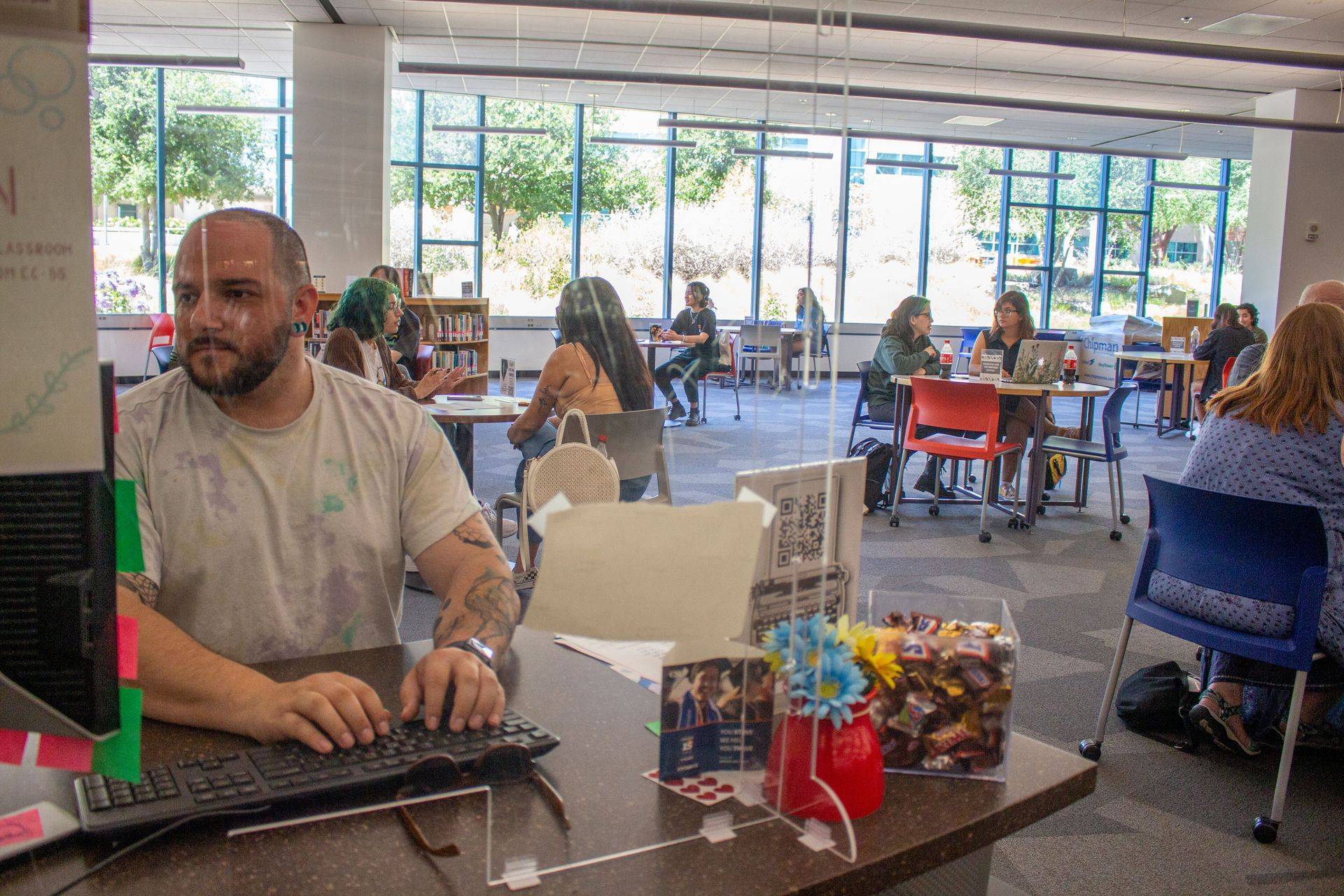 students working at desks